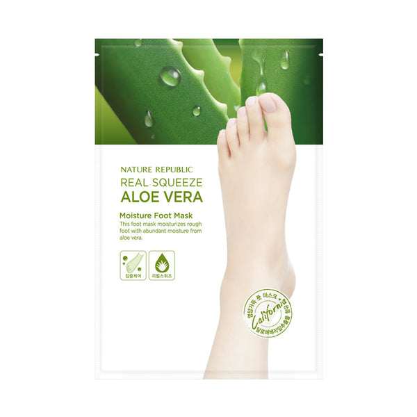 NATURE REPUBLIC Real Squeeze Aloe Vera Moisture Foot Mask (1 pc) - Kiyoko Beauty