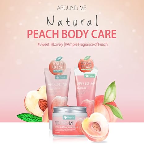 AROUND ME Natural Scrub Body Wash - Peach (200ml) - Kiyoko Beauty