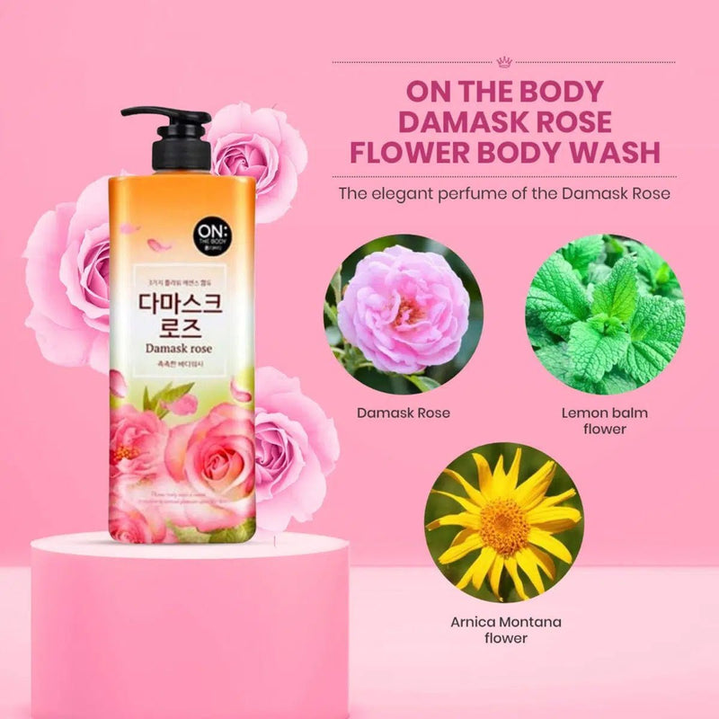 LG ON: THE BODY Perfume Body Wash: Damask Rose (900ml) - Kiyoko Beauty